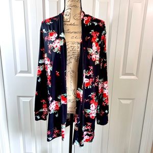 Boho Floral Open Front Cardigan